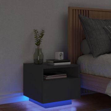Gossi noptiera cu lumini led, negru, 40x39x37 cm