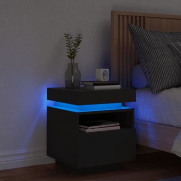 Gossi noptiera cu lumini led, negru, 40x39x48,5 cm