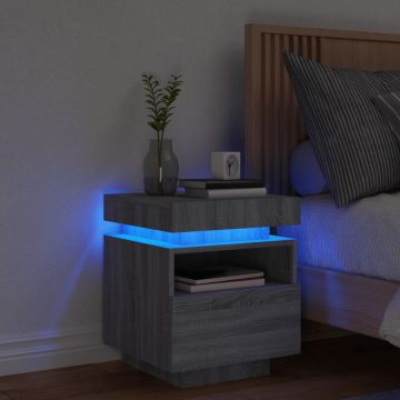 Gossi noptiera cu lumini led, sonoma gri, 40x39x48,5 cm