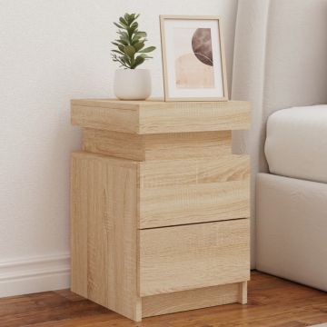 Gossi noptiera cu lumini led, stejar sonoma, 35x39x55 cm