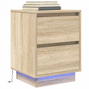 Gossi noptiera cu lumini led stejar sonoma 38x34x50 cm