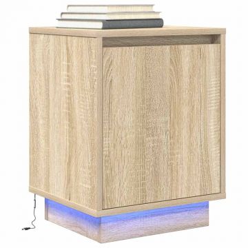 Gossi noptiera cu lumini led stejar sonoma 38x34x50 cm