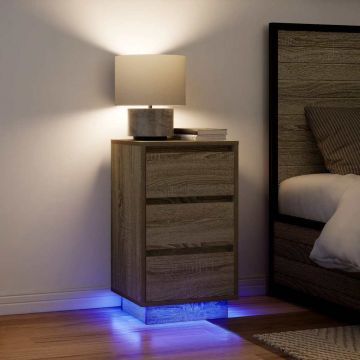 Gossi noptiera cu lumini led stejar sonoma 38x34x65 cm