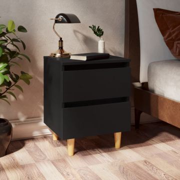 Gossi noptiera cu picioare lemn masiv pin, negru, 40x35x50 cm