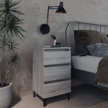 Gossi noptiera cu picioare metalice, gri sonoma, 40x35x69 cm