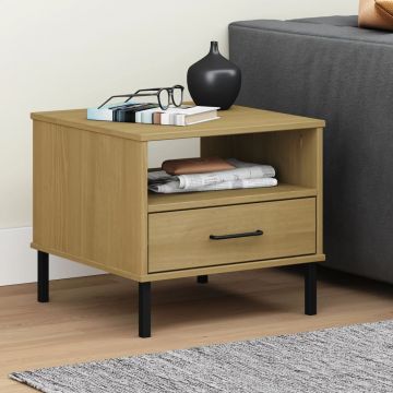 Gossi noptiera cu picioare metalice „oslo”, maro, lemn masiv pin