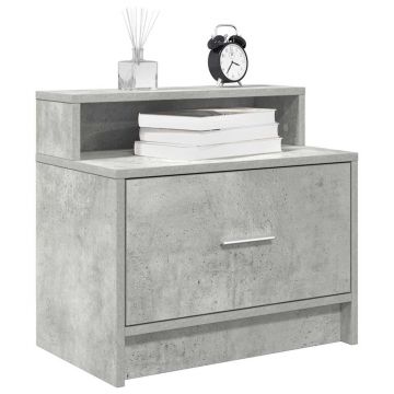 Gossi noptiera cu sertar gri beton 51x31x47 cm