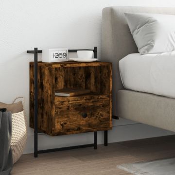Gossi noptiera de perete, stejar sonoma, 40x30x61 cm, lemn prelucrat