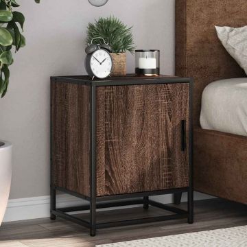 Gossi noptiera din stejar maro 40x31x50 cm lemn prelucrat si metal