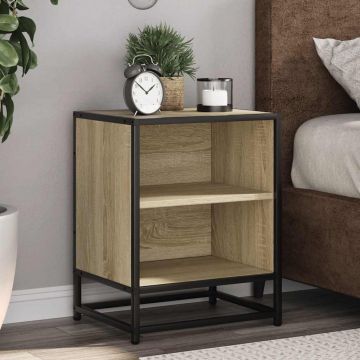 Gossi noptiera din stejar sonoma 40x31x50 cm lemn prelucrat si metal
