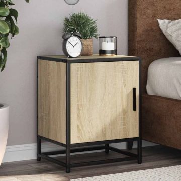 Gossi noptiera din stejar sonoma 40x31x50 cm lemn prelucrat si metal