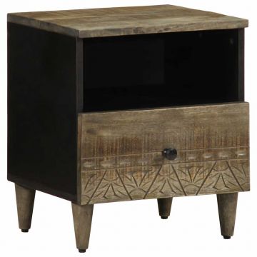 Gossi noptiera gri deschis 40x33x46 cm lemn masiv de mango