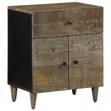 Gossi noptiera gri deschis 50x33x60 cm lemn masiv de mango