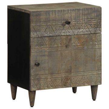 Gossi noptiera gri deschis 50x33x60 cm lemn masiv de mango