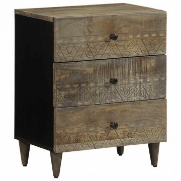 Gossi noptiera gri deschis 50x33x60 cm lemn masiv de mango