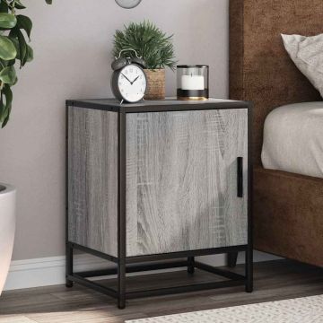 Gossi noptiera gri sonoma 40x31x50 cm lemn prelucrat si metal