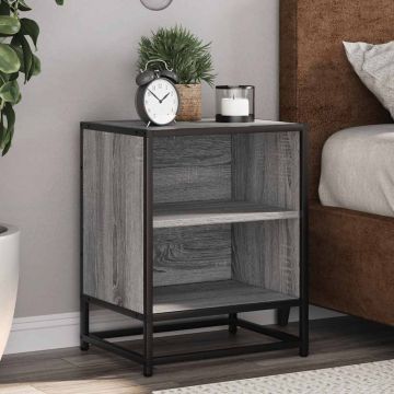 Gossi noptiera gri sonoma 40x31x50 cm lemn prelucrat si metal