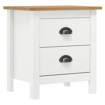 Gossi noptiera hill, alb, 46x35x49,5 cm, lemn masiv de pin