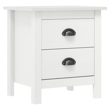 Gossi noptiera hill, alb, 46x35x49,5 cm, lemn masiv de pin