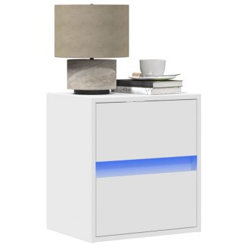 Gossi noptiera montata pe perete cu lumini led, alb