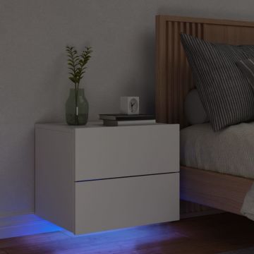 Gossi noptiera montata pe perete cu lumini led, alb