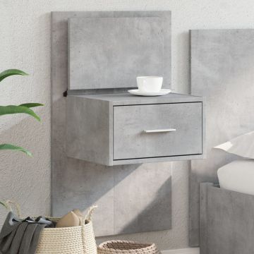 Gossi noptiera montata pe perete cu lumini led, gri beton