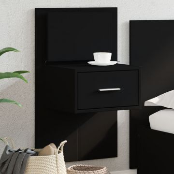 Gossi noptiera montata pe perete cu lumini led, negru