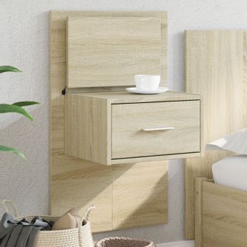 Gossi noptiera montata pe perete cu lumini led, stejar sonoma