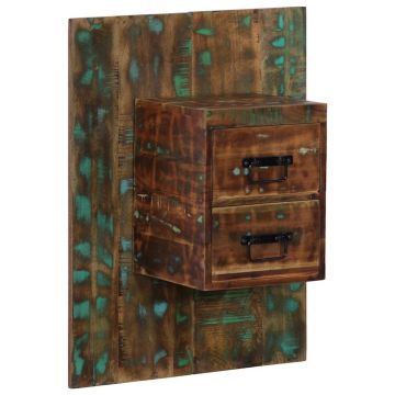 Gossi noptiera multicolor 60x32x80 cm lemn masiv recuperat