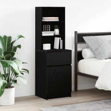 Gossi noptiera neagra 39x35x125 cm lemn prelucrat