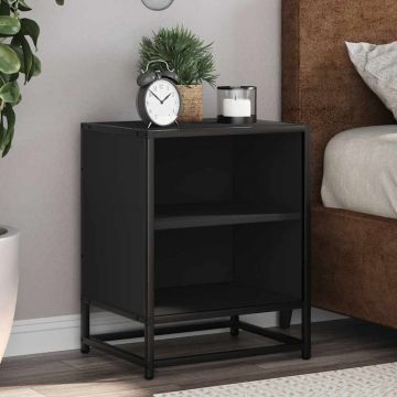 Gossi noptiera neagra 40x31x50 cm lemn prelucrat si metal