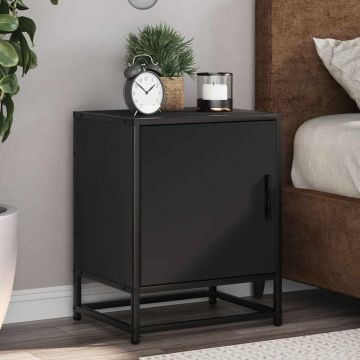 Gossi noptiera neagra 40x31x50 cm lemn prelucrat si metal