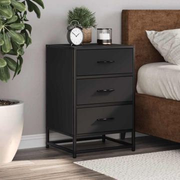 Gossi noptiera neagra 40x34,5x60 cm lemn prelucrat si metal