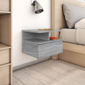 Gossi noptiera plutitoare, gri sonoma, 40x31x27 cm, lemn prelucrat