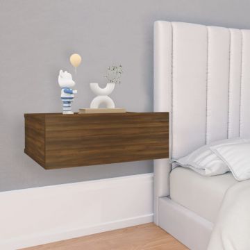 Gossi noptiera plutitoare, stejar maro, 40x30x15 cm, lemn prelucrat