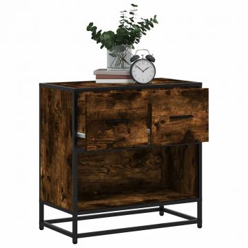 Gossi noptiera stejar afumat 60x31x60 cm lemn prelucrat si metal