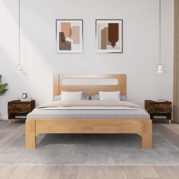 Gossi noptiera, 2 buc., stejar fumuriu, 50x46x50 cm, lemn prelucrat