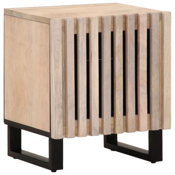 Gossi noptiera, 40x34x46 cm, lemn masiv mango albit