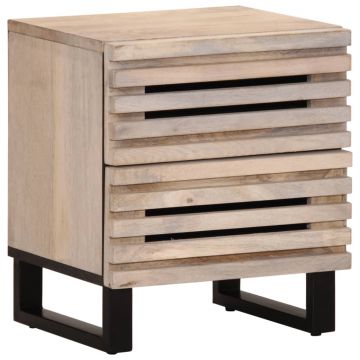 Gossi noptiera, 40x34x46 cm, lemn masiv mango albit