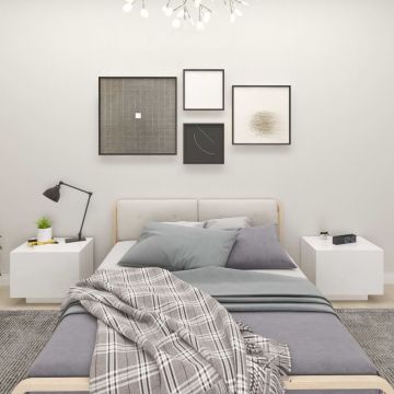 Gossi noptiera, alb, 100x35x40 cm, lemn prelucrat