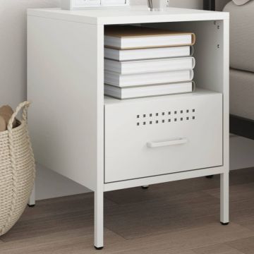Gossi noptiera, alb, 36x39x50,5 cm, otel laminat la rece