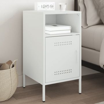 Gossi noptiera, alb, 36x39x68 cm, otel laminat la rece