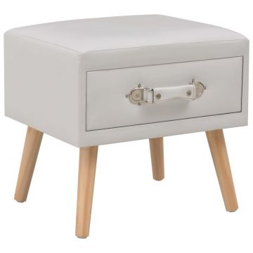 Gossi noptiera, alb, 40 x 35 x 40 cm, piele ecologica