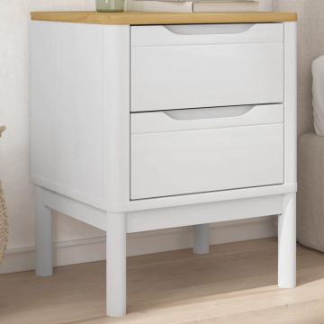 Gossi noptiera, alb, 45x39x57 cm, lemn masiv de pin