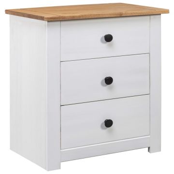 Gossi noptiera, alb, 46 x 40 x 57 cm, lemn de pin, gama panama