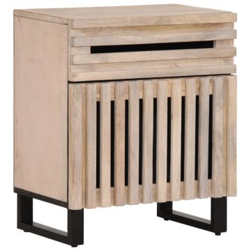 Gossi noptiera, alb, 50x34x60 cm, lemn masiv de mango