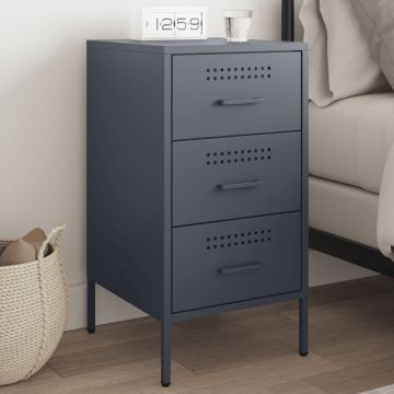 Gossi noptiera, antracit, 36x39x68 cm, otel laminat la rece