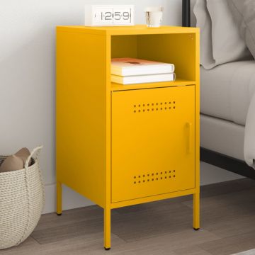 Gossi noptiera, galben mustar, 36x39x68 cm, otel laminat la rece