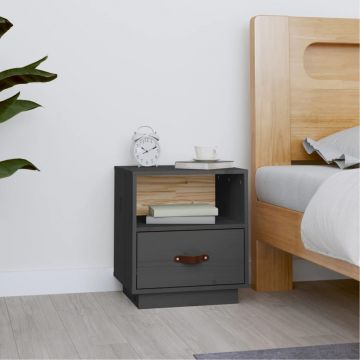 Gossi noptiera, gri, 40x34x45 cm, lemn masiv de pin