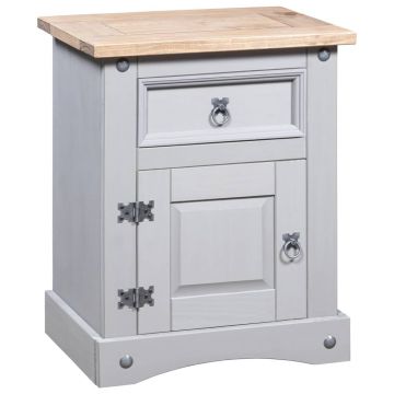 Gossi noptiera, gri, 53x39x66 cm, lemn de pin mexican, gama corona